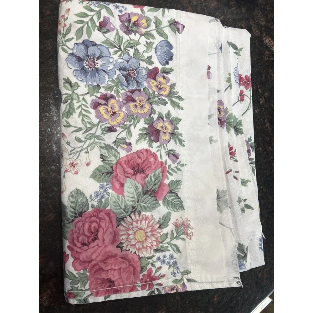 Vintage Cannon Twin Sheet Set Flat Fitted Floral Rose Pansy Cottagecore Shabby